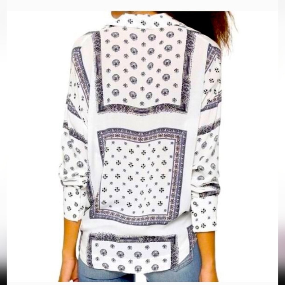 Free People Oversized Button-Up Bandana Print Blouse - Picture 3 of 8